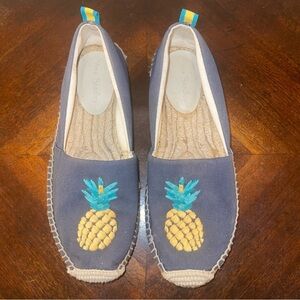 Vera Bradley Pineapple Espadrilles Navy Golden yellow embroidered Women’s 7